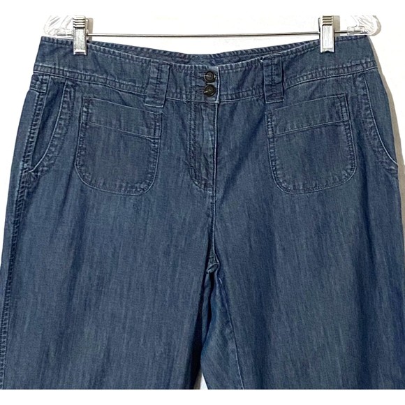 New York and Company Denim Capris Womens 12 Blue Pockets Button Accents - Picture 3 of 14
